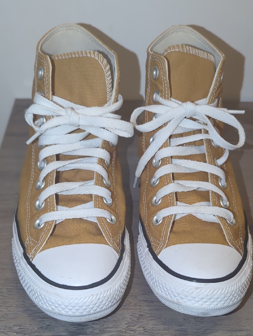Converse High-Top Sneakers in Mustard Yellow with White Laces